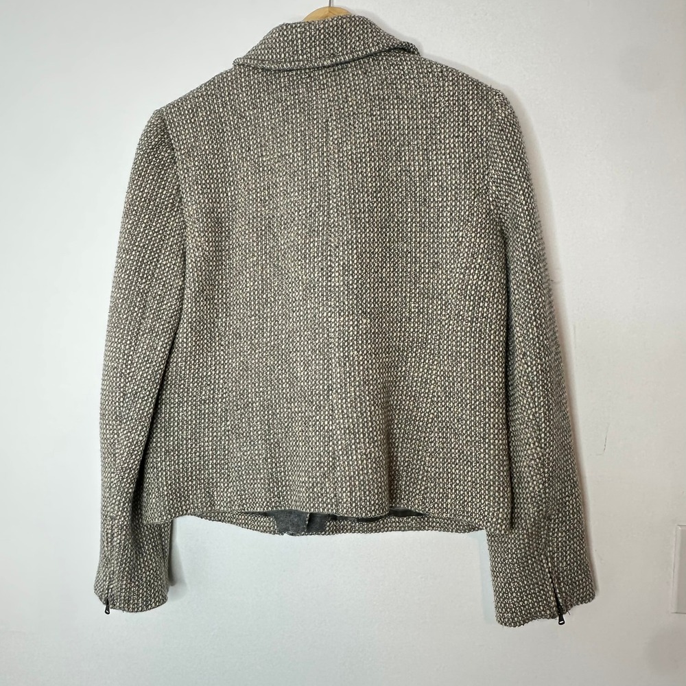Talbots Womens Tweed Moto Jacket Gray Wool‎ Blend Textured Zippered Size - Picture 6 of 11